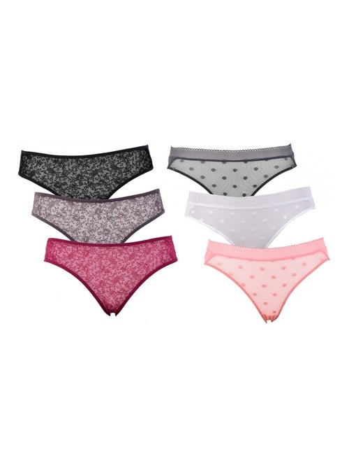 Slips dames TWINDAY - Set van 6 - Kiabi Slips dames TWINDAY - Set van 6 - Kiabi