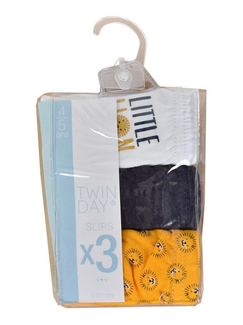 Slips Enfant TWINDAY en coton - Pack de 3 Blanc Jaune Noir - Kiabi