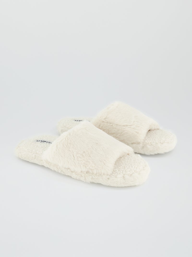 Sloffen in slippermodel met schapenvacht effect sneeuw wit - Kiabi