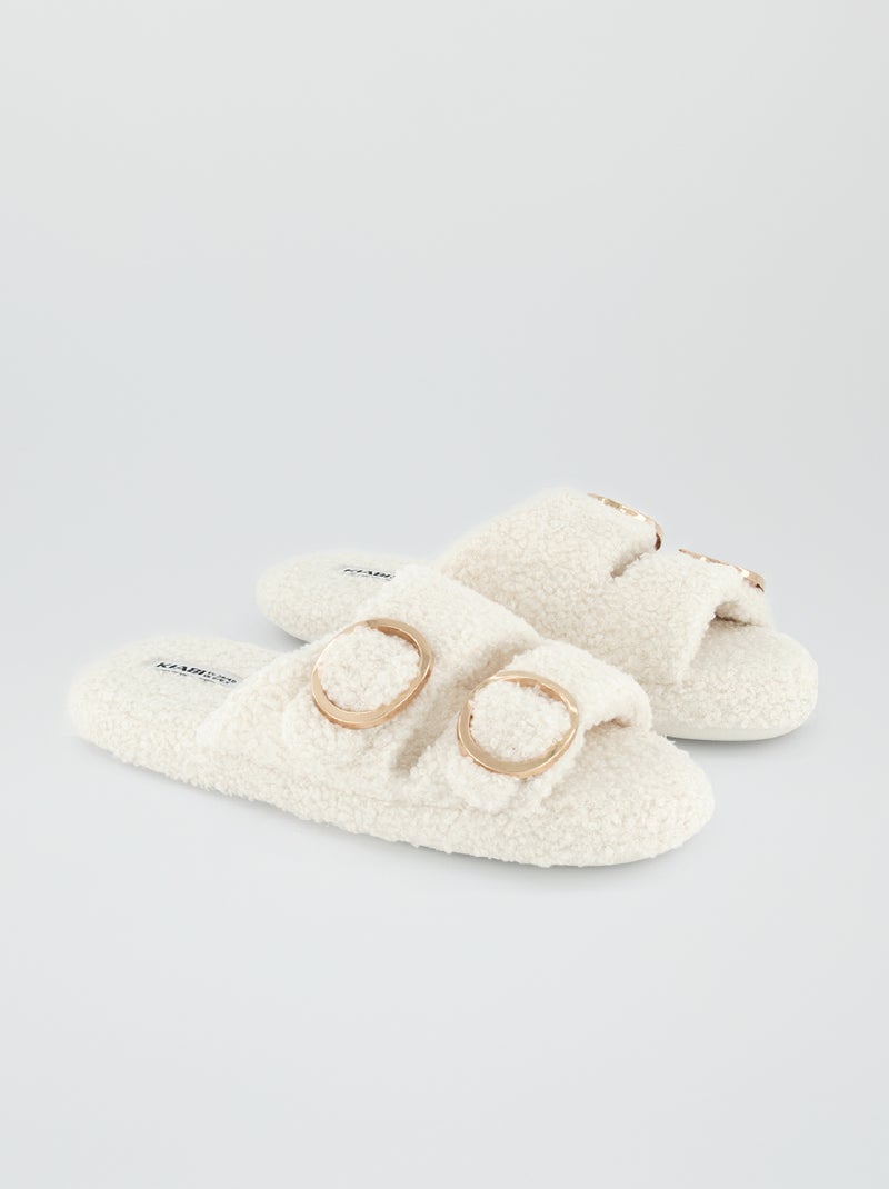 Sloffen met twee bandjes sneeuw wit - Kiabi