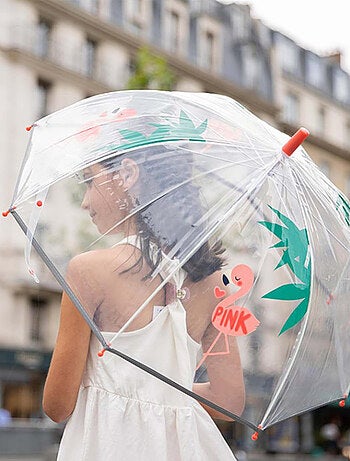 Smati | parapluie enfant transparent flamant rose