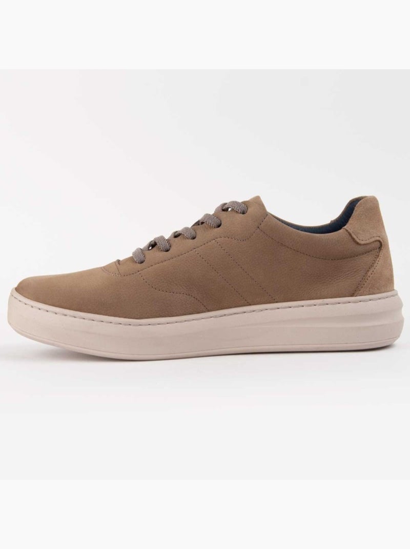 Sneaker Natuurlijk Leer Purapiel Beige - Kiabi