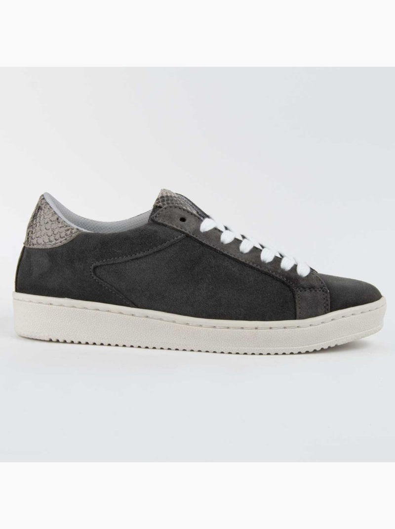 Sneaker Natuurlijk Leer Purapiel Grijs - Kiabi
