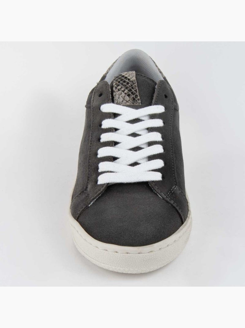Sneaker Natuurlijk Leer Purapiel Grijs - Kiabi