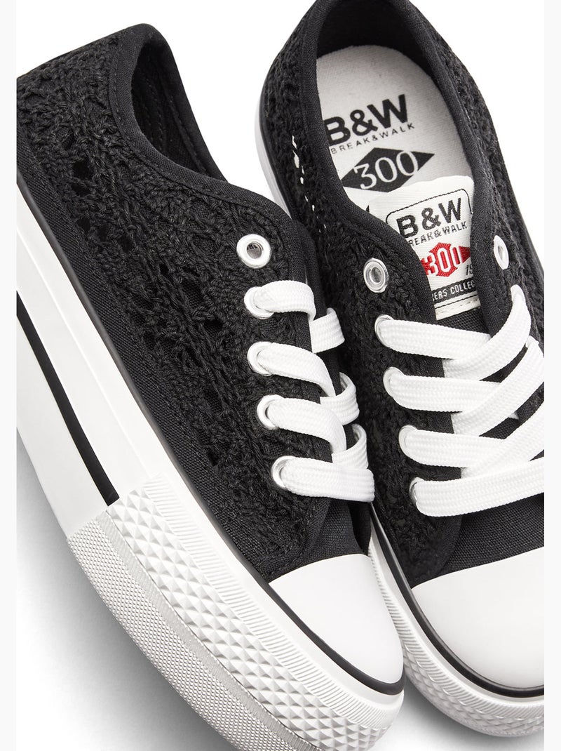 Sneakers conguitos bajas crochet Zwart Zwart - Kiabi