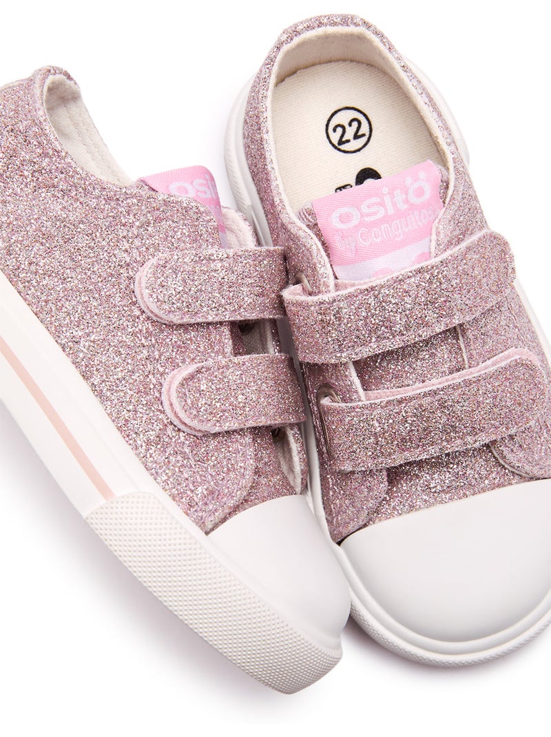 Sneakers conguitos canvas glitter Roze - Kiabi