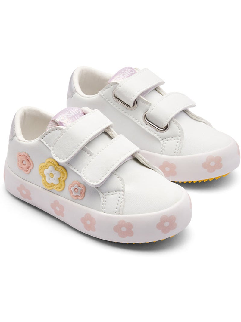 Sneakers conguitos flores autoadherente Wit - Kiabi