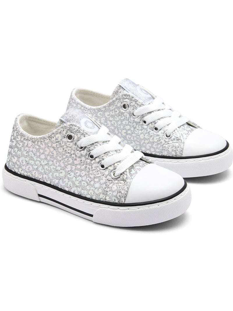 Sneakers conguitos glitter canvas Zilver - Kiabi