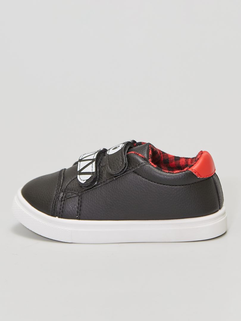 Sneakers met dubbele klittenband zwart - Kiabi