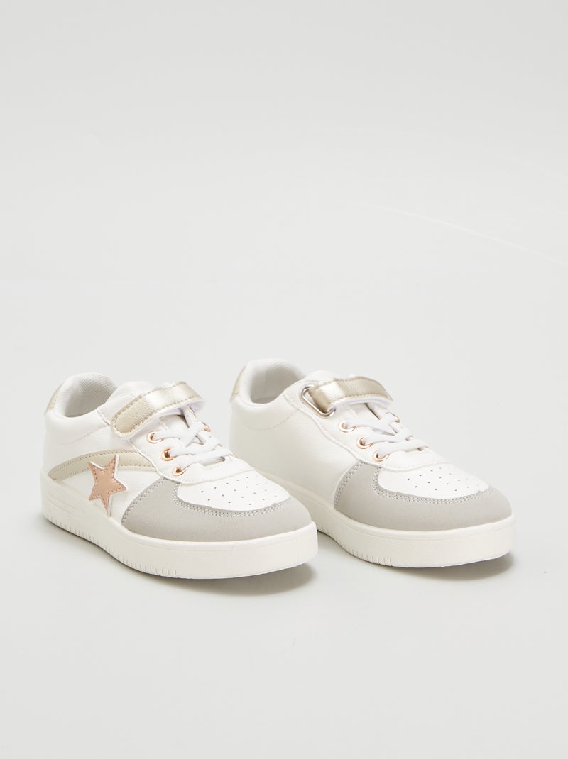 Sneakers met klittenband en sterrenmotief WIT - Kiabi