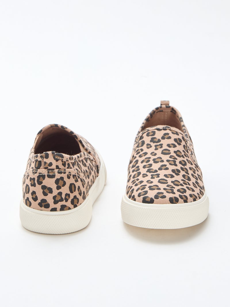 Sneakers met luipaardprint | Slip-onmodel Bruin - Kiabi