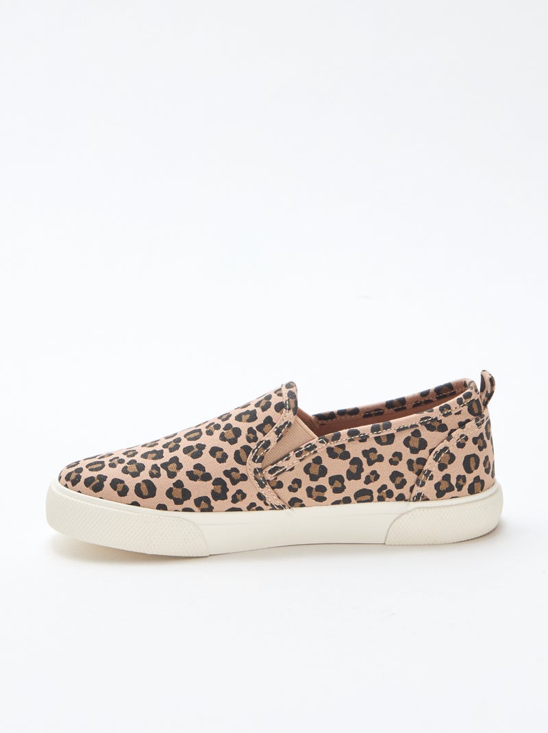 Sneakers met luipaardprint | Slip-onmodel Bruin - Kiabi
