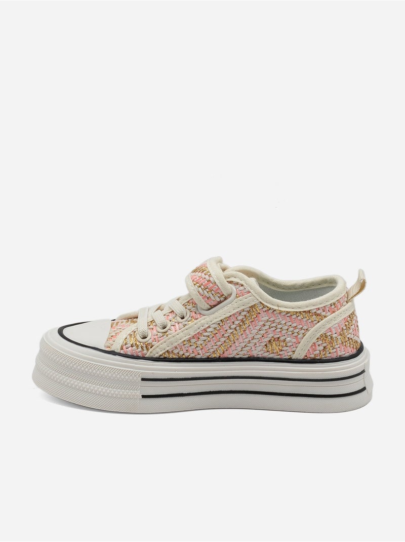 Sneakers met plateauzool Beige/Roze - Kiabi