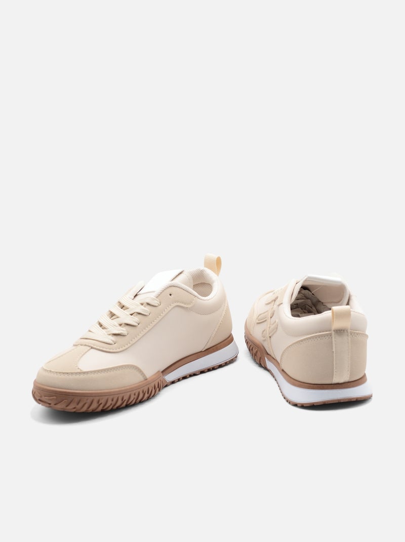 Sneakers met veters Beige - Kiabi