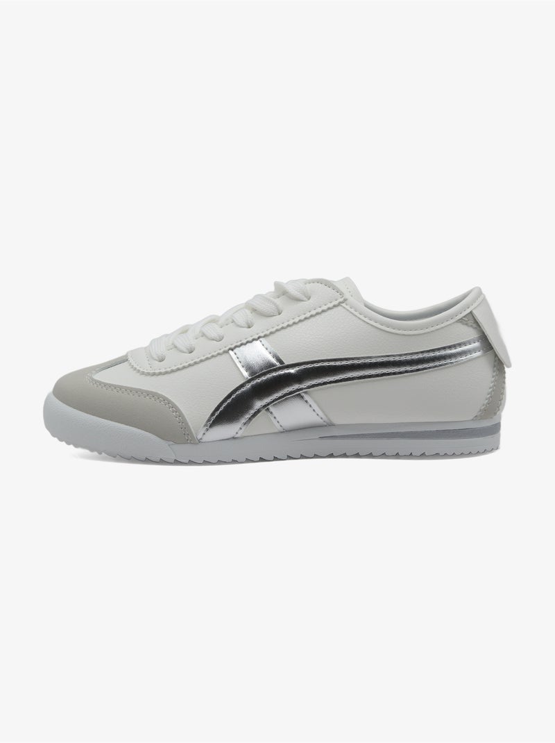 Sneakers met veters Wit Zilverachtig - Kiabi