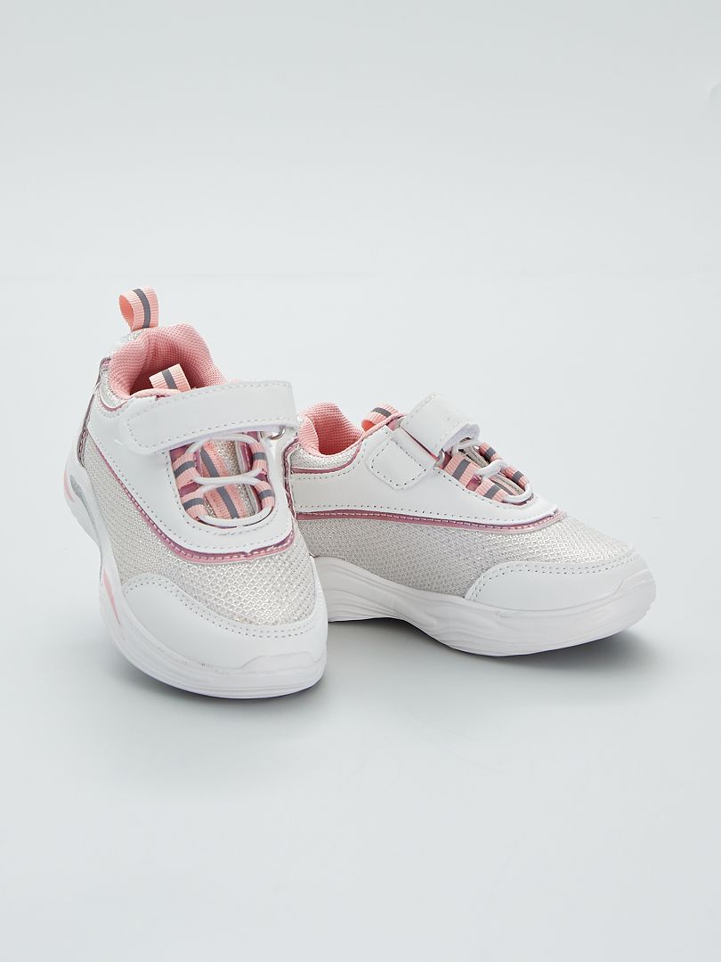 Sneakers van imitatieleer met pailletten wit - Kiabi