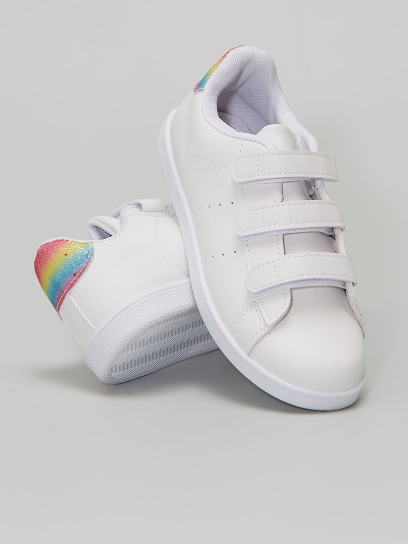 Sneakers van imitatieleer met regenboogprint Beige - Kiabi