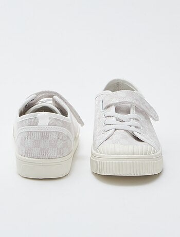 Sneakers van ribstof met klittenband