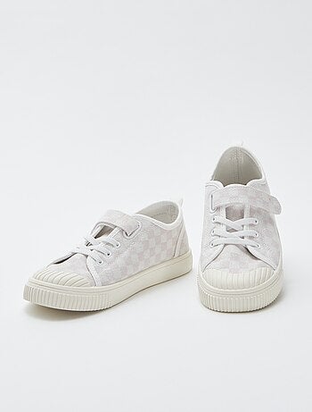 Sneakers van ribstof met klittenband