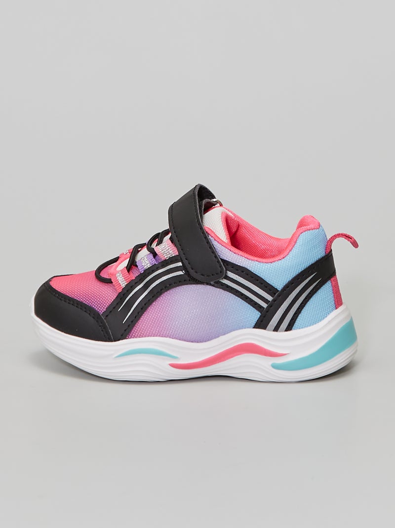 Sneakers van twee materialen met klittenbandsluiting zwart - Kiabi