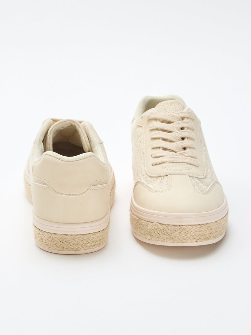 Sneakers van verschillende materialen en espadrillezool Geel - Kiabi