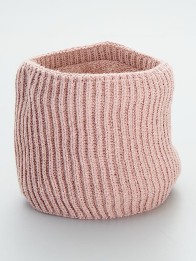Snood en maille côtelée - bi-matière Rose - Kiabi