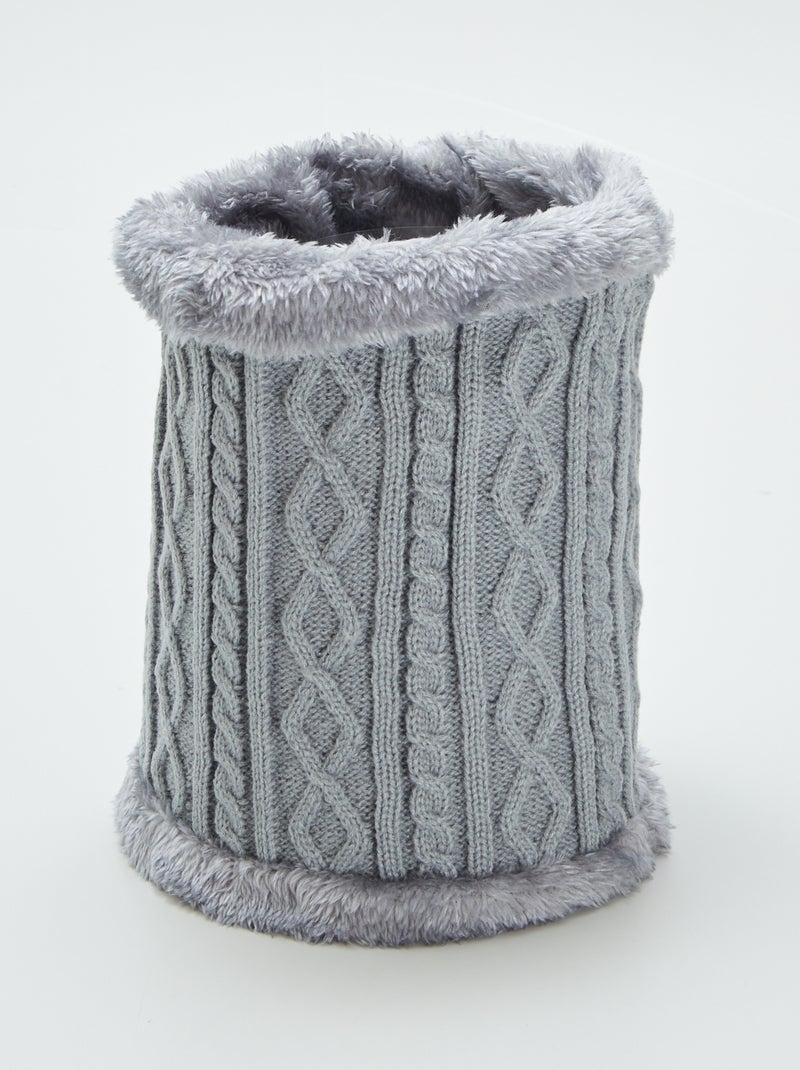 Snood fourré en maille tricot Gris - Kiabi