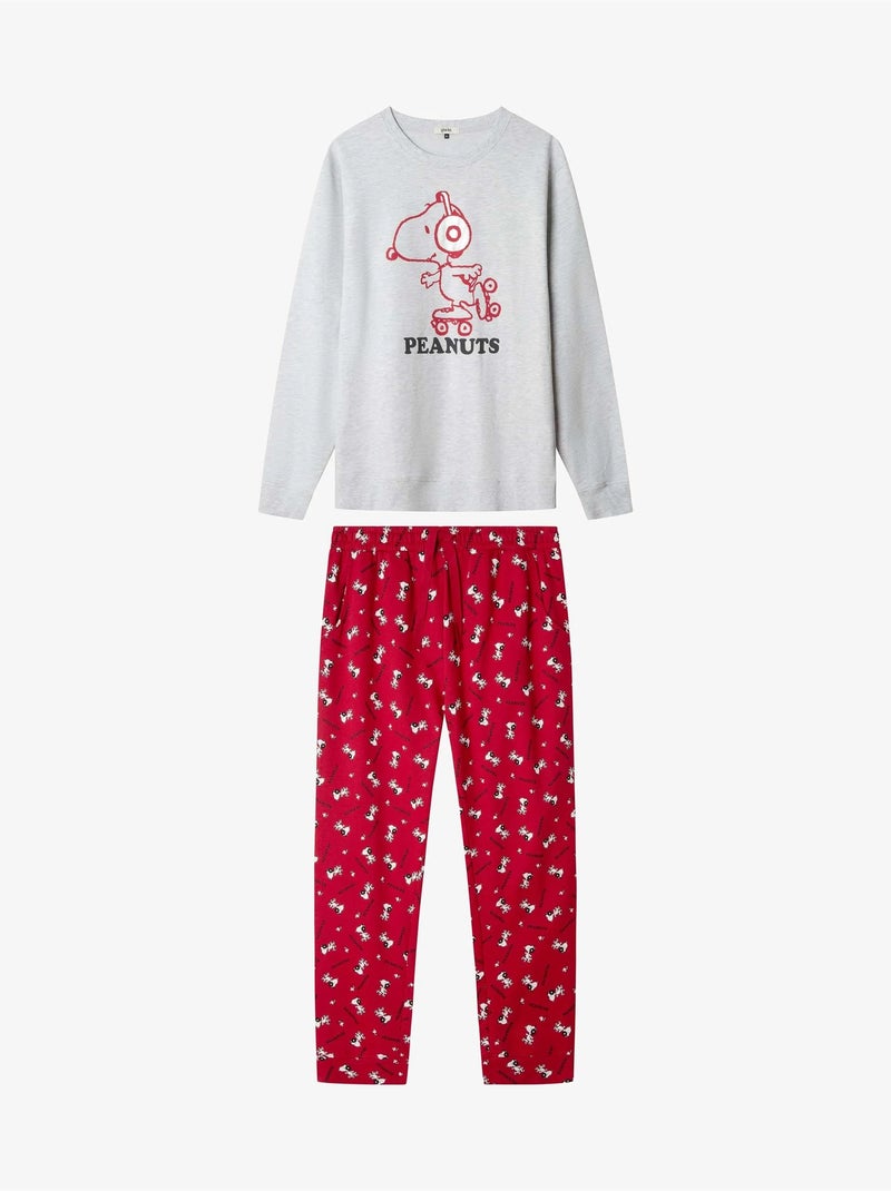 Snoopy heren pyjama set in interlock breisel stof Gemêleerd grijs - Kiabi