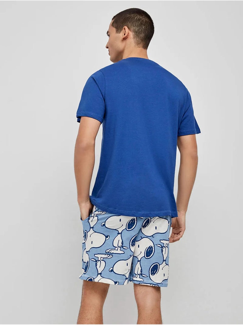 Snoopy herenpyjama van katoen Marineblauw - Kiabi