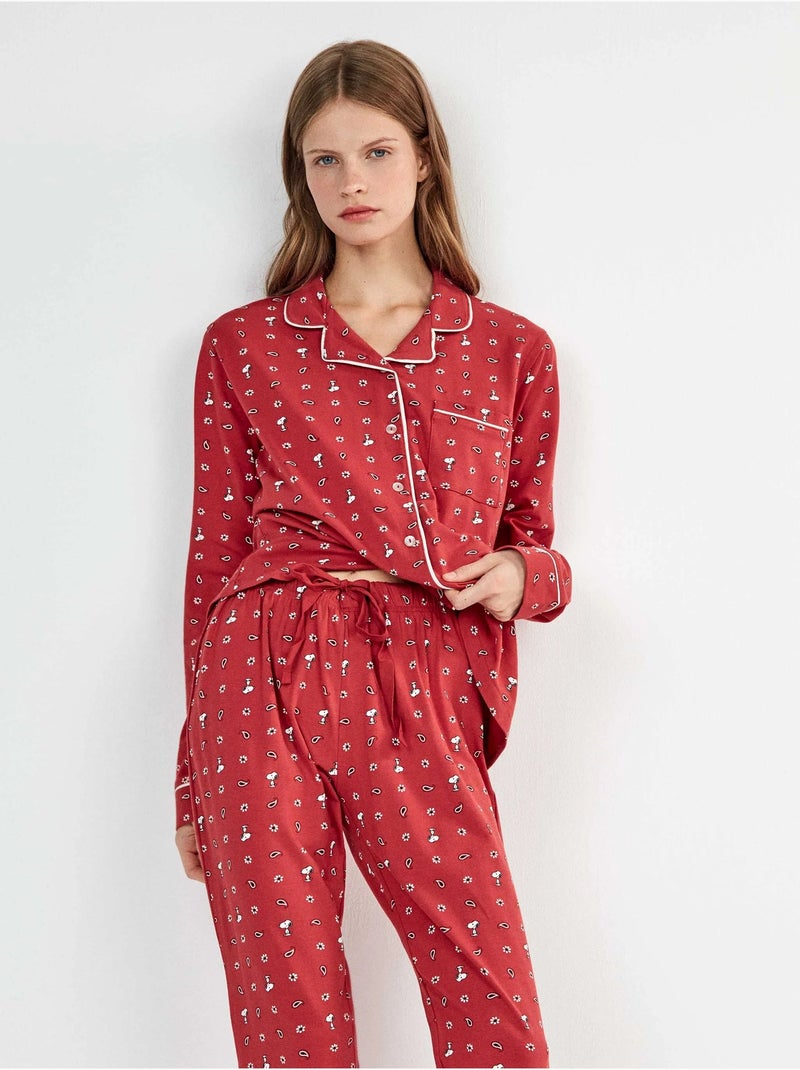Snoopy pyjama met overhemd en print Multicolor - Kiabi