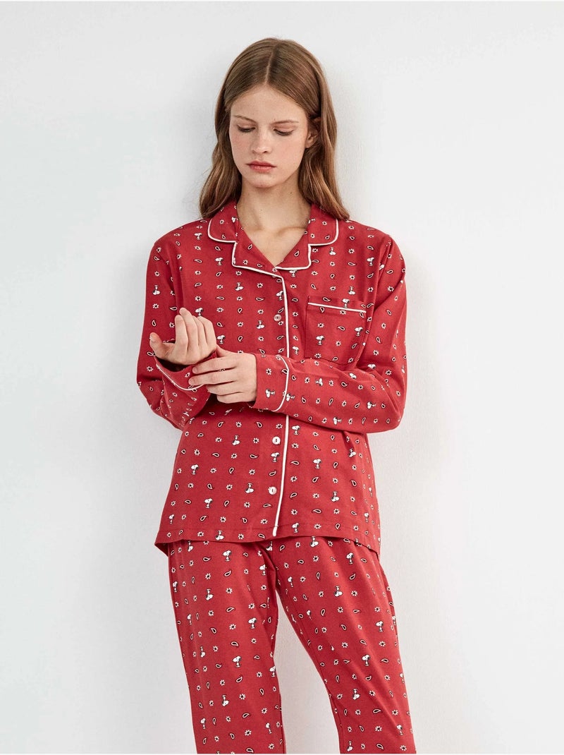 Snoopy pyjama met overhemd en print Multicolor - Kiabi