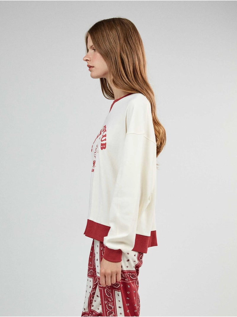 Snoopy pyjama met paisley bedrukte broek Ecru - Kiabi