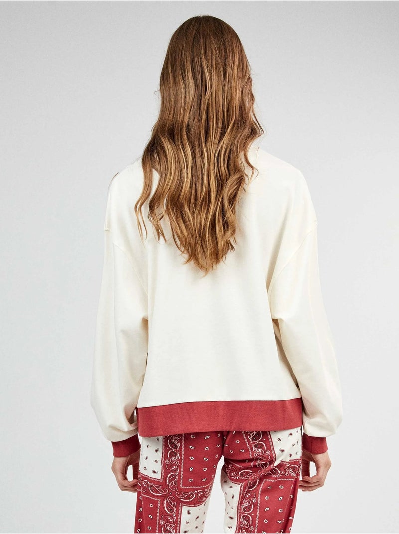 Snoopy pyjama met paisley bedrukte broek Ecru - Kiabi