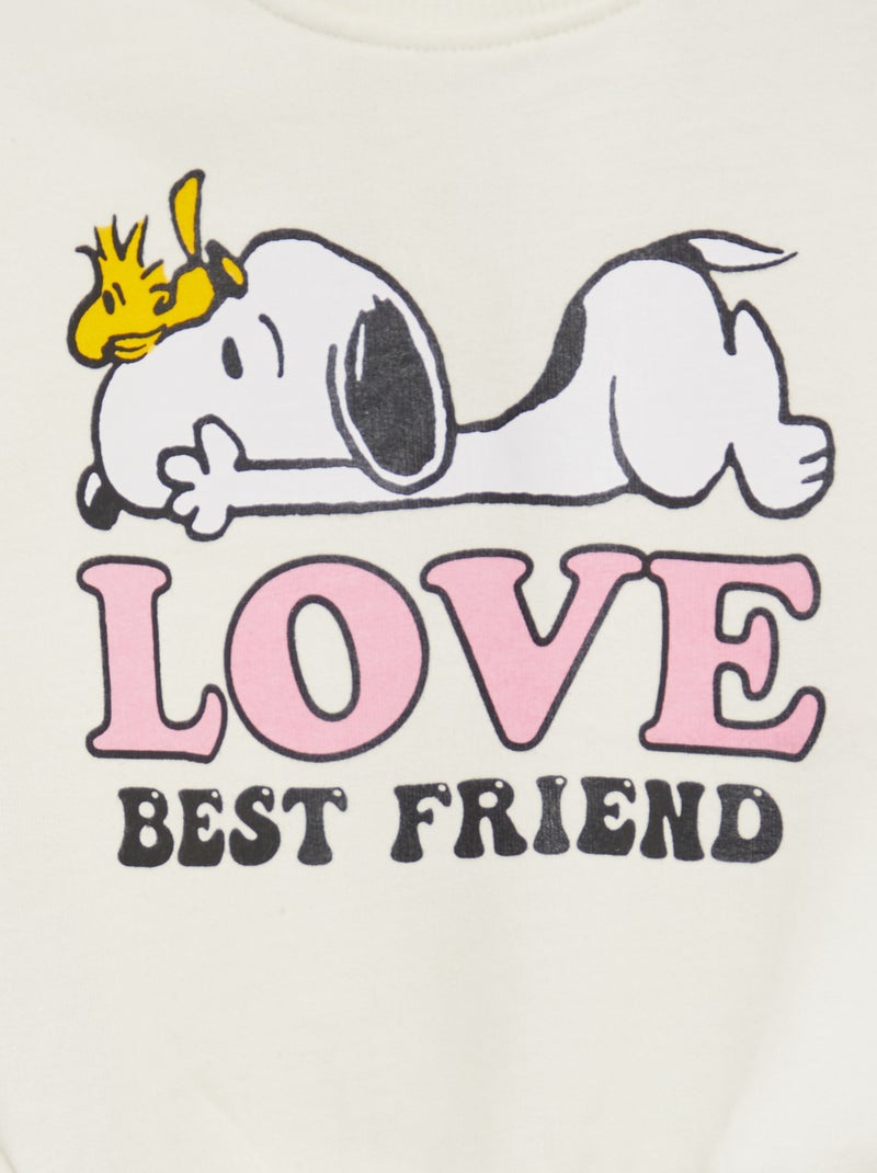 'Snoopy'-sweater van geruwde joggingstof WIT - Kiabi