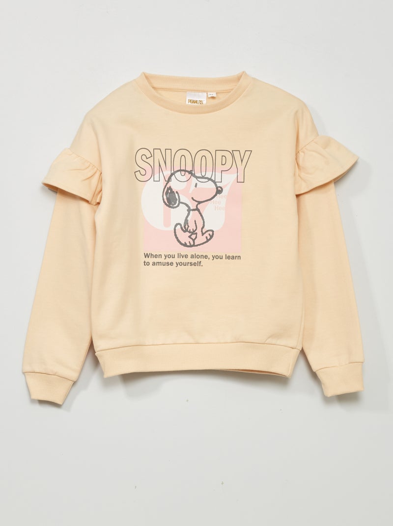 Snoopy-sweater van joggingstof met volants BIEGE - Kiabi