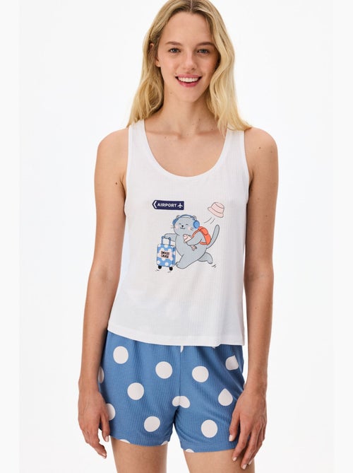 Snooze cruise ensemble de pyjama short à motif chat penti - Kiabi Snooze cruise ensemble de pyjama short à motif chat penti - Kiabi