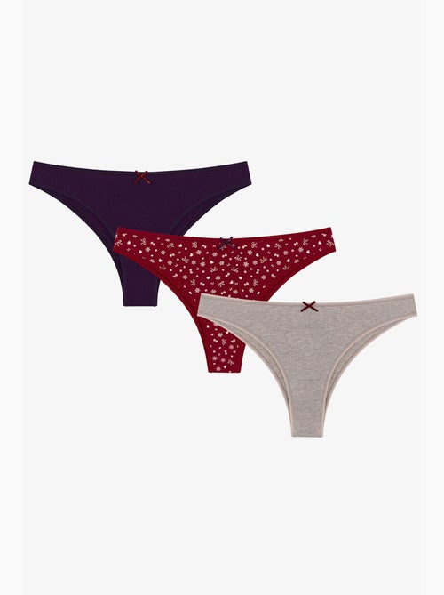 Snow cute strikprint 3-pack brazilian slips penti - Kiabi
