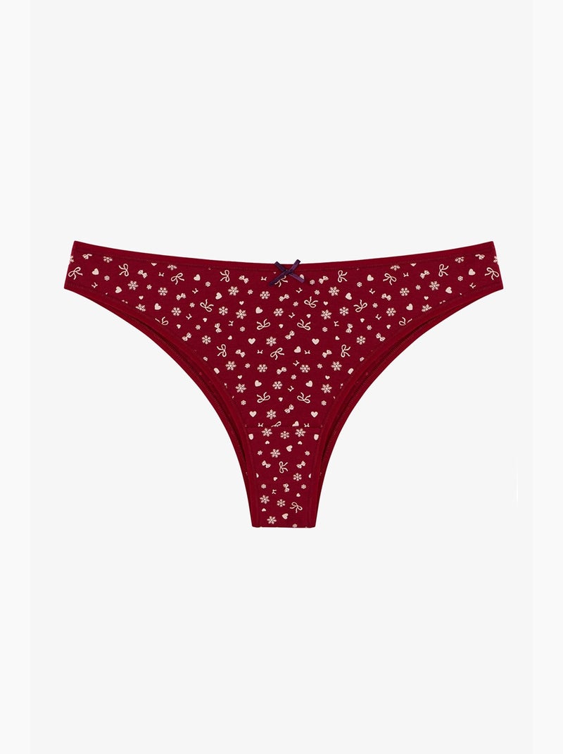 Snow cute strikprint 3-pack brazilian slips penti Paars/Rood - Kiabi