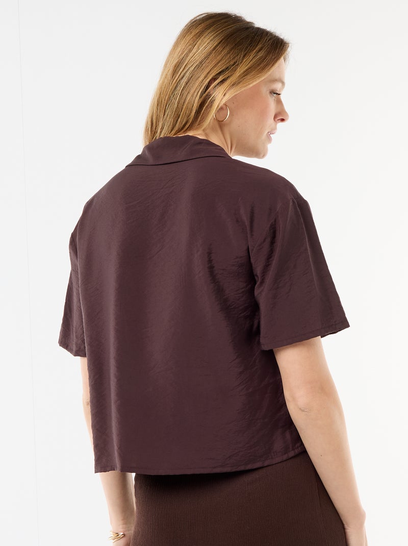 Soepe blouse met korte mouwen Bruin - Kiabi