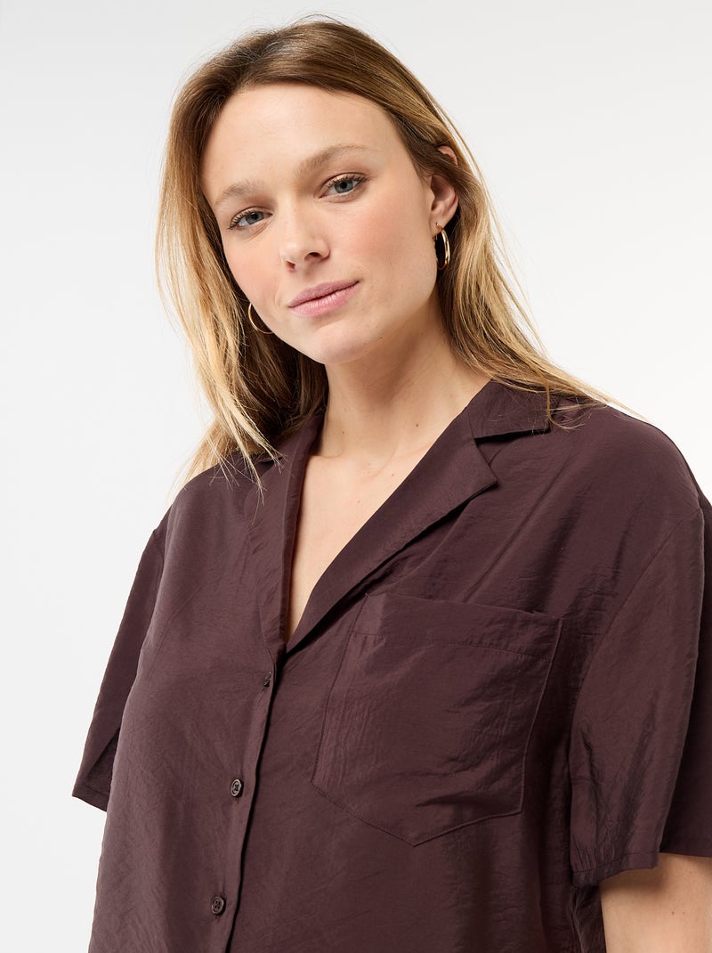 Soepe blouse met korte mouwen Bruin - Kiabi