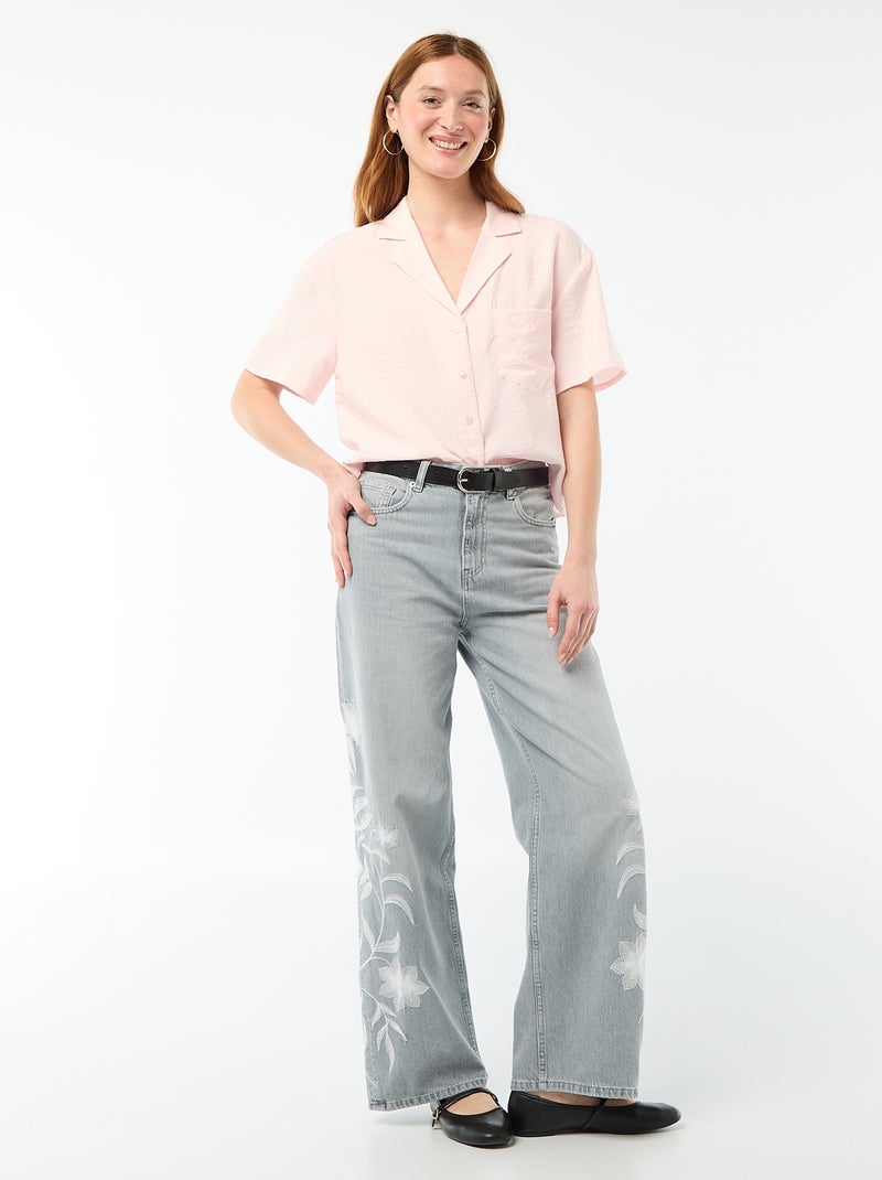 Soepe blouse met korte mouwen Rose - Kiabi