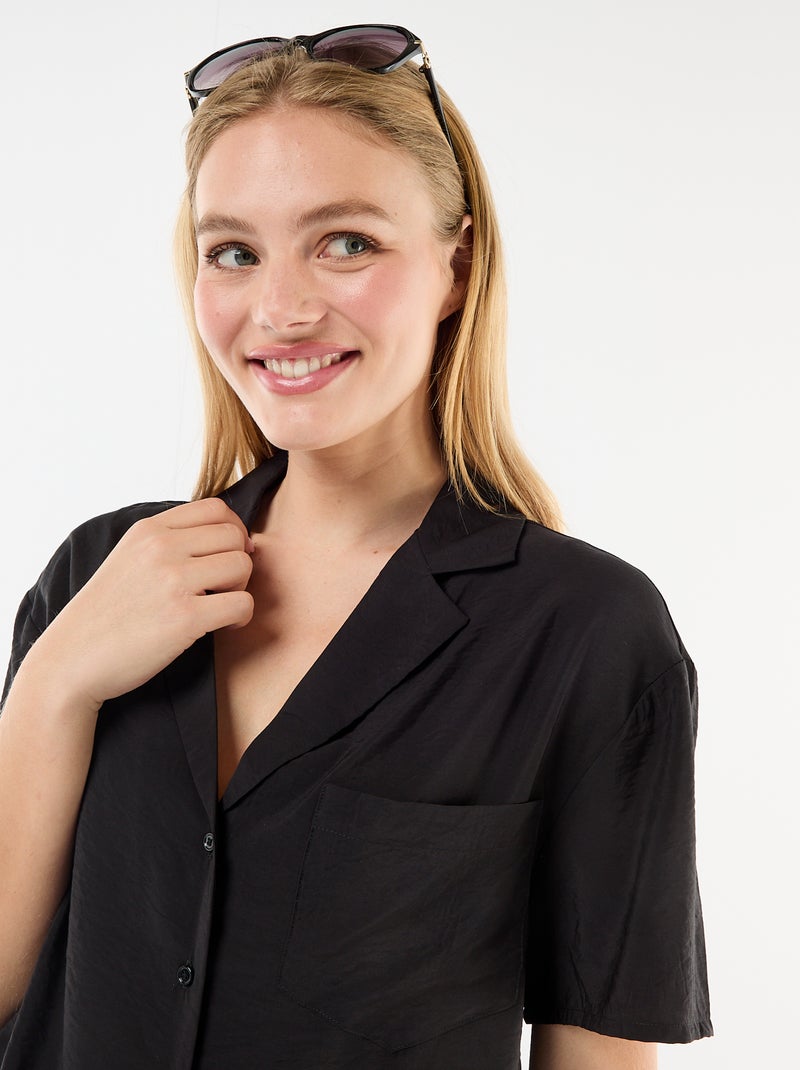 Soepe blouse met korte mouwen Zwart - Kiabi