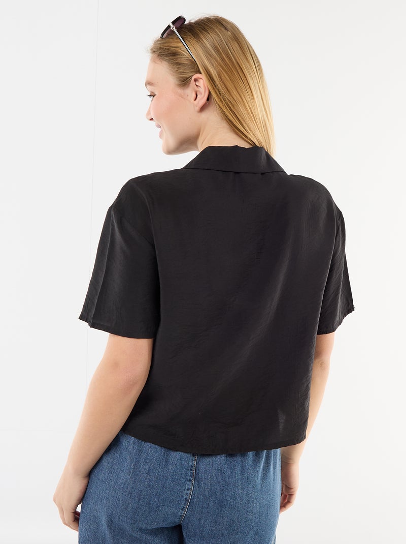 Soepe blouse met korte mouwen Zwart - Kiabi