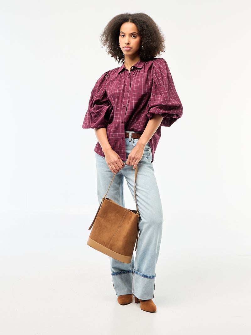 Soepe blouse met ruitprint Rood - Kiabi