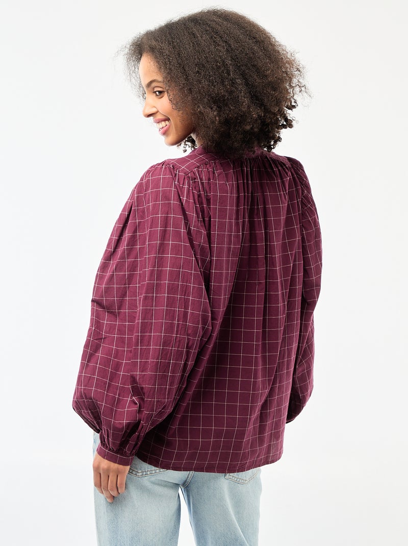 Soepe blouse met ruitprint Rood - Kiabi