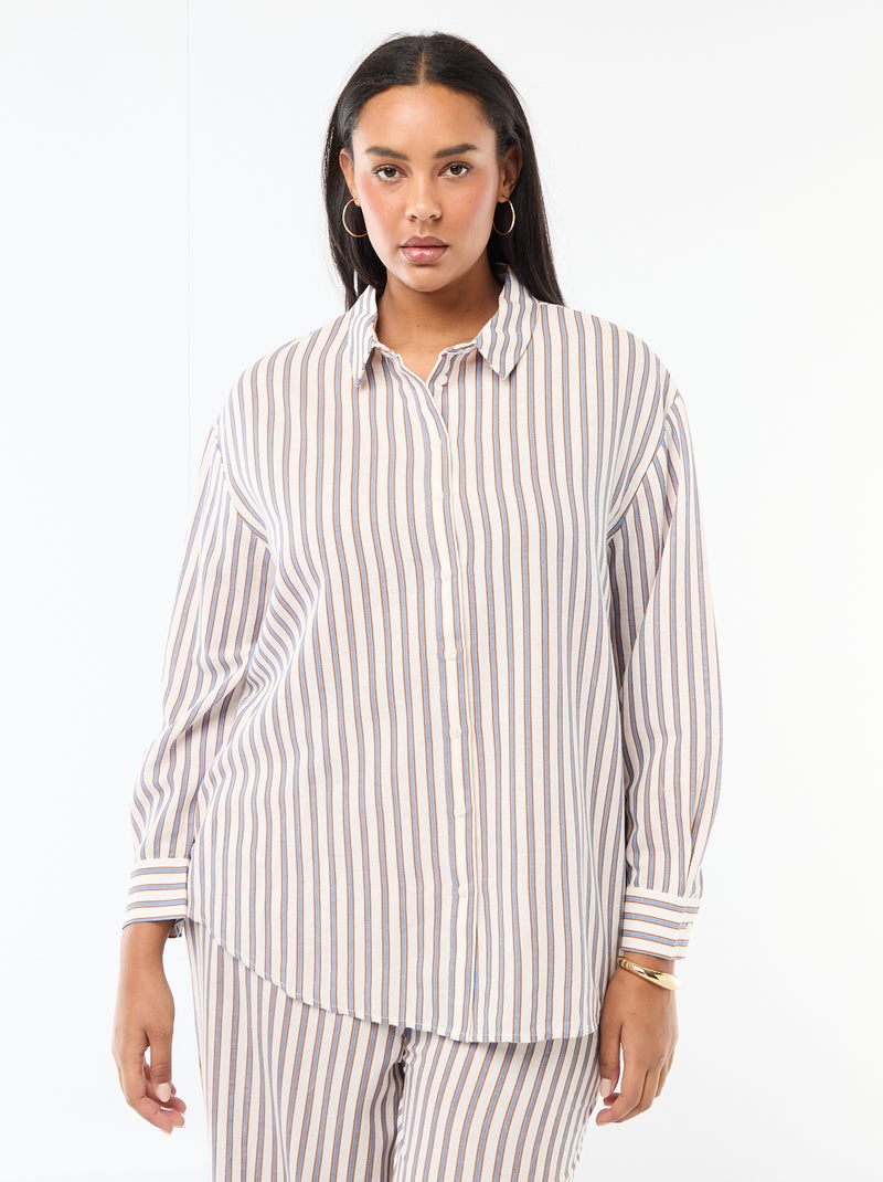 Soepele blouse met lange mouwen Biege - Kiabi