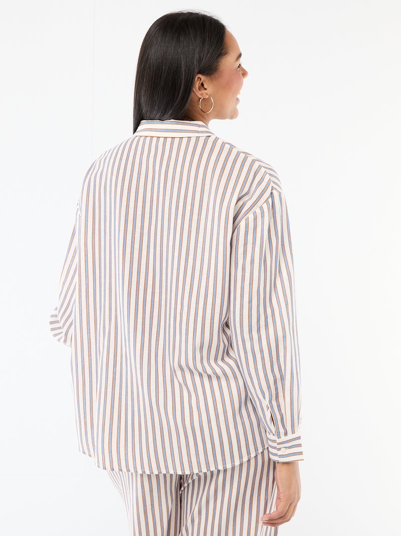 Soepele blouse met lange mouwen Biege - Kiabi