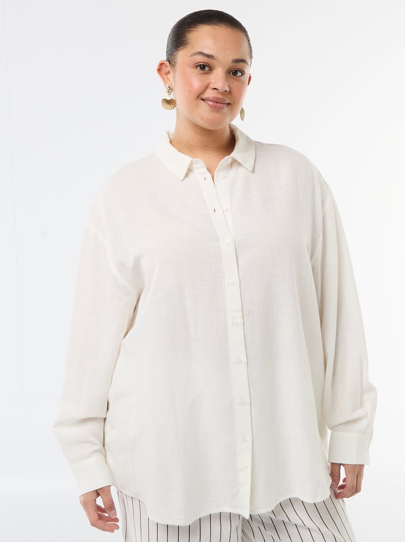 Soepele blouse met lange mouwen Wit - Kiabi