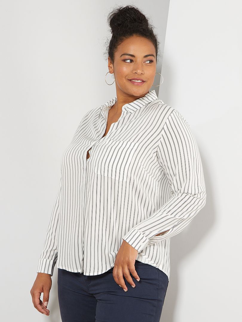 Soepele blouse met print WIT - Kiabi