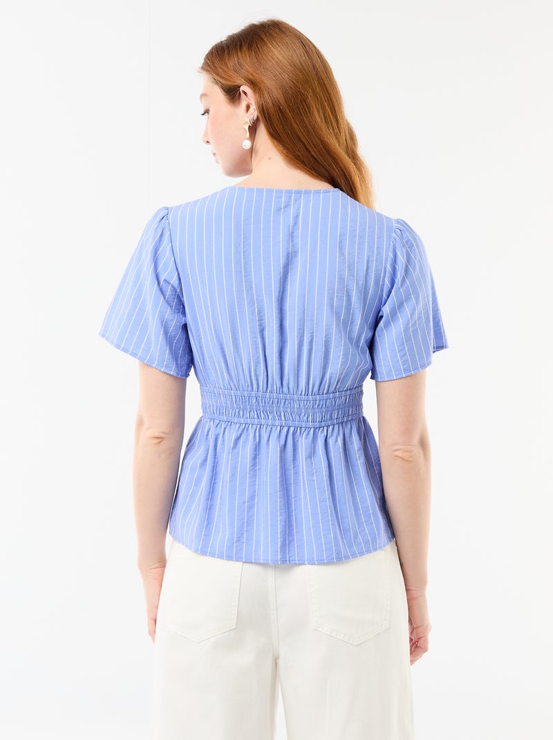 Soepele blouse met uitlopend model Blauw - Kiabi